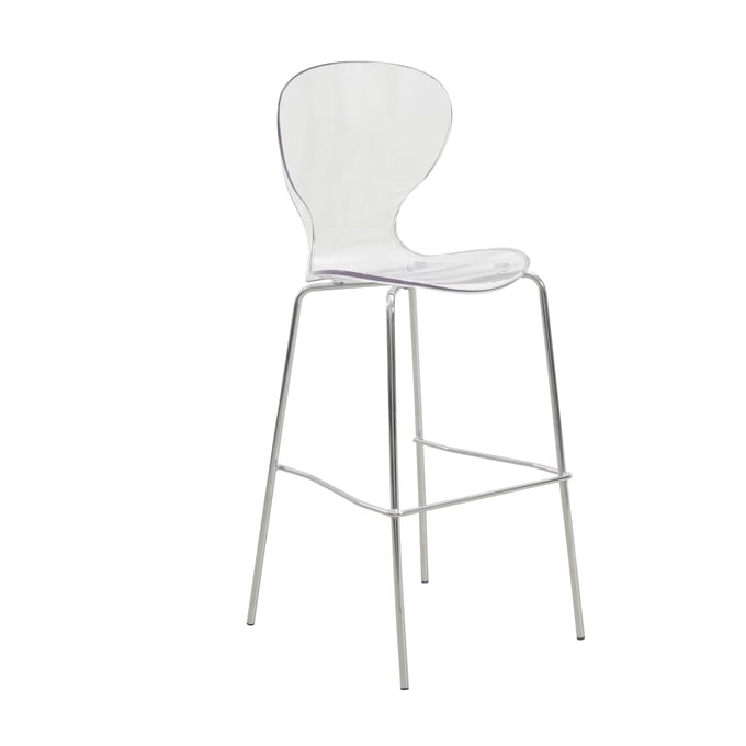 LeisureMod Oyster Clear Bar Stool with Steel Frame LSM-OC31CL