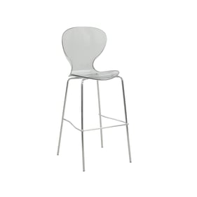 LeisureMod Oyster Smoke Bar Stool with Steel Frame