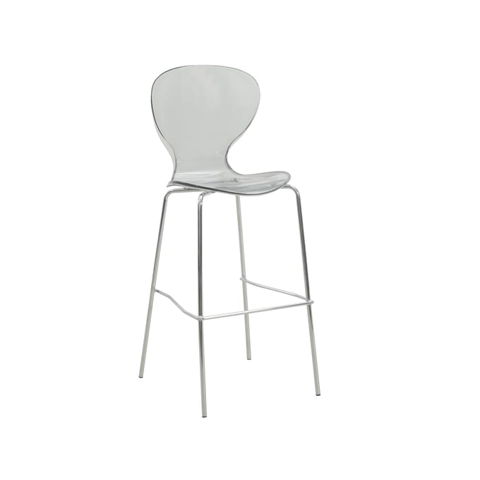 LeisureMod Oyster Smoke Bar Stool with Steel Frame LSM-OC31TBL