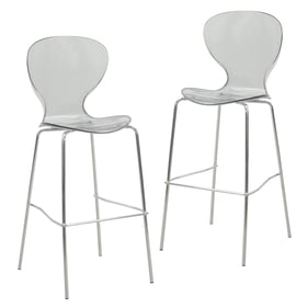 2 LeisureMod Oyster Smoke Acrylic Barstools with Steel Frame