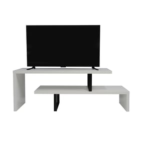 LeisureMod Orford White Wood TV Stand