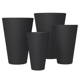 LeisureMod Pebble Black Planter Set