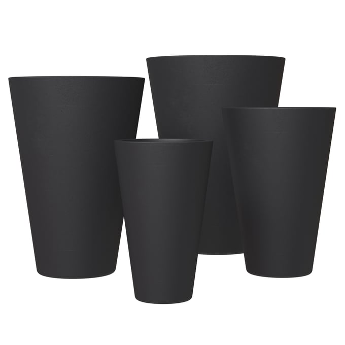 LeisureMod Pebble Black Planter Set LSM-PP20-24-28-31BL