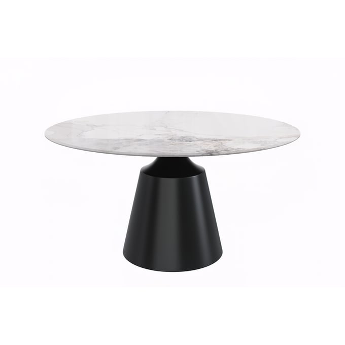 LeisureMod Prynn White Grey Round Dining Table LSM-PRBL-60CG-S