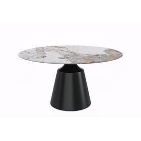 LeisureMod Prynn Medium Grey Round Dining Table