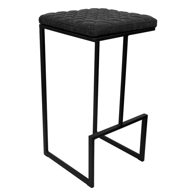 LeisureMod Quincy Charcoal Black Leather Bar Stool with Metal Frame LSM-QS29BL