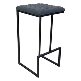 LeisureMod Quincy Peacock Blue Leather Bar Stool with Metal Frame