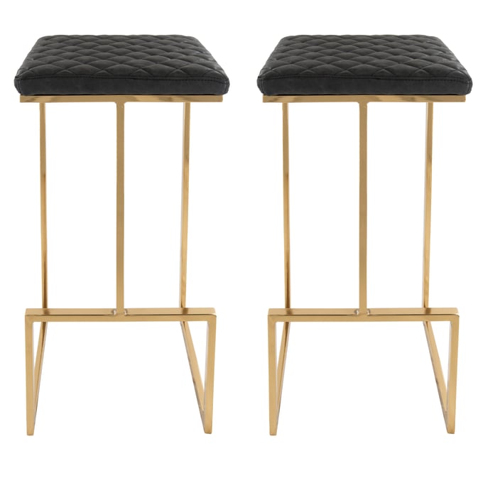 2 LeisureMod Quincy Charcoal Black Leather Bar Stools LSM-QSG29BL2