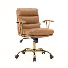 LeisureMod Regina Saddle Brown Leather Executive Office Chair