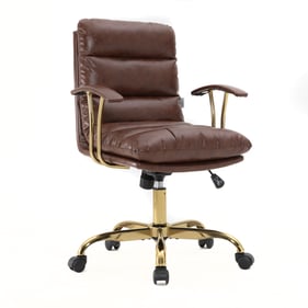 LeisureMod Regina Walnut Brown Leather Executive Office Chair