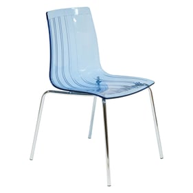 LeisureMod Ralph Blue Transparent Dining Chair