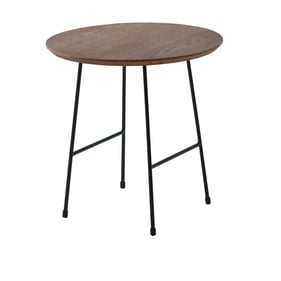 LeisureMod Rossmore Walnut Black Base Side Table