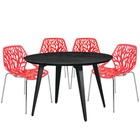 LeisureMod Ravenna Red 5pc Dining Set