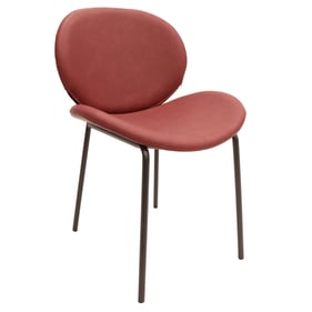 LeisureMod Servos Bordeaux Faux Leather Dining Side Chair