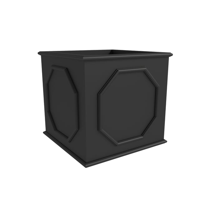 LeisureMod Sprout Black 10.2 Cube Fiber Stone Planter LSM-SP10BL