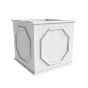 LeisureMod Sprout White 10.2 Cube Fiber Stone Planter