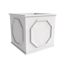 LeisureMod Sprout White 12.6 Cube Fiber Stone Planter