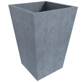 LeisureMod Serene Aged Concrete Poly Stone 15 Inch Height Square Planter