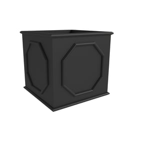 LeisureMod Sprout Black 15 Cube Fiber Stone Planter