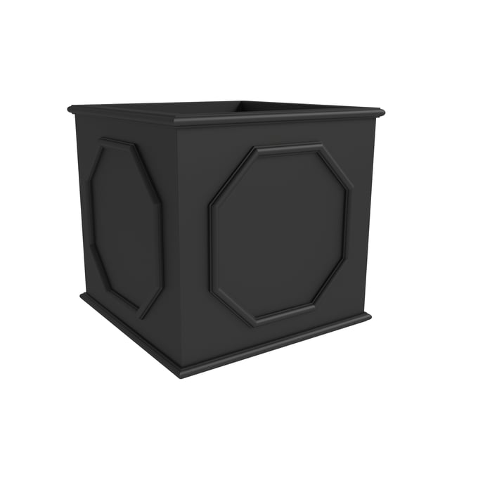 LeisureMod Sprout Black 15 Cube Fiber Stone Planter LSM-SP15BL