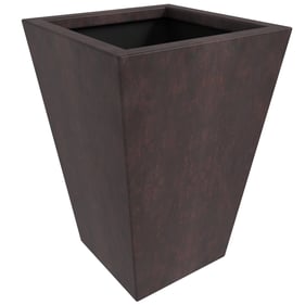 LeisureMod Serene Brown Poly Stone 15 Inch Height Square Planter