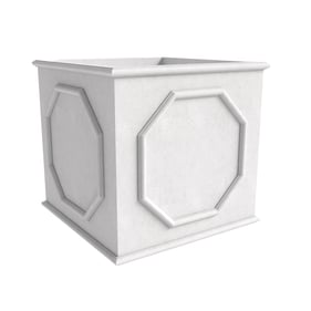 LeisureMod Sprout White 15 Cube Fiber Stone Planter