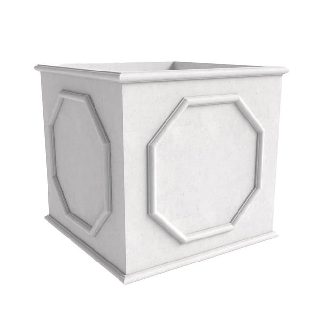 LeisureMod Sprout White 15 Cube Fiber Stone Planter LSM-SP15W