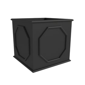 LeisureMod Sprout Black 17.7 Cube Fiber Stone Planter