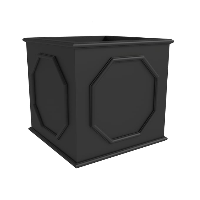 LeisureMod Sprout Black 21.7 Cube Fiber Stone Planter LSM-SP22BL