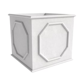 LeisureMod Sprout White 21.7 Cube Fiber Stone Planter