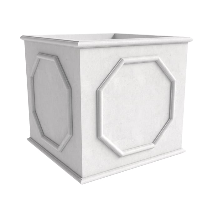 LeisureMod Sprout White 21.7 Cube Fiber Stone Planter LSM-SP22W