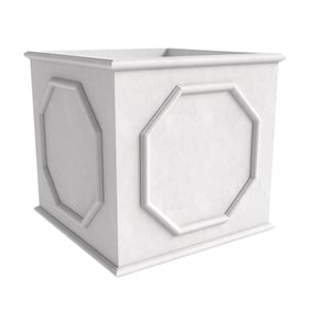 LeisureMod Sprout White 25.6 Cube Fiber Stone Planter