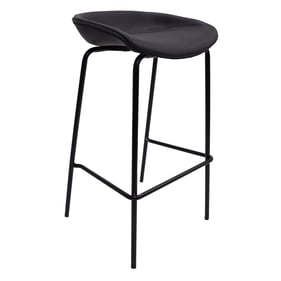 LeisureMod Servos Black Faux Leather Bar Stool