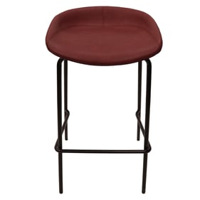 LeisureMod Servos Bordeaux Faux Leather Bar Stool