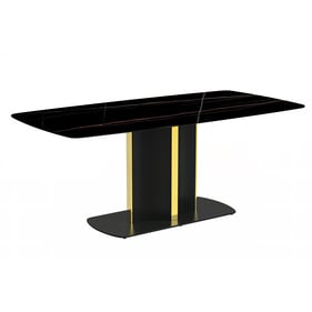 LeisureMod Sylva Black Gold Dining Table