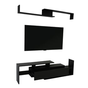 LeisureMod Surrey Ebony TV Stand with Shelves and Bookcase