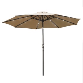 LeisureMod Sierra Beige Solar Powered LED and Tilt Patio Umbrella