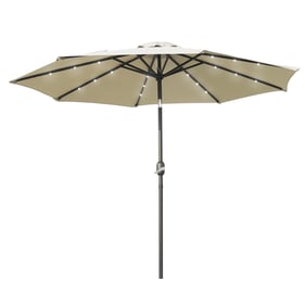 LeisureMod Sierra Cream Outdoor Patio Tilt Umbrella with Solar LED Lights