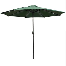 LeisureMod Sierra Green Solar Powered LED and Tilt Patio Umbrella