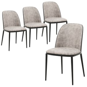 4 LeisureMod Tule Black Charcoal Dining Side Chairs with Fabric Seat