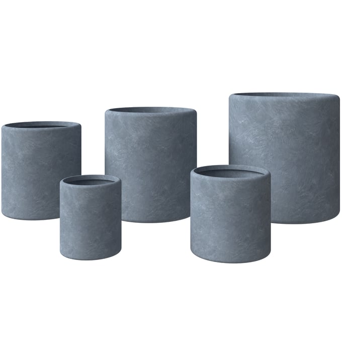 LeisureMod Tundra Aged Concrete Planter Set LSM-TP14-18-22-26-30AC