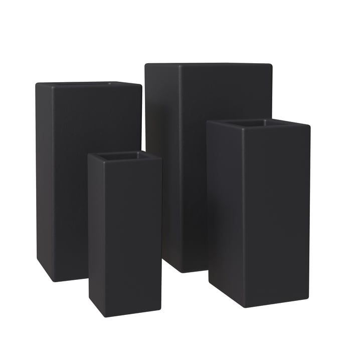 LeisureMod Terra Black Planter Set LSM-TP20-24-27-31BL