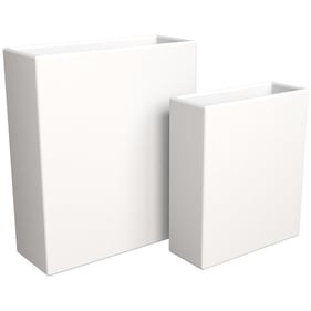 LeisureMod Thistle White Poly Stone Planter Set