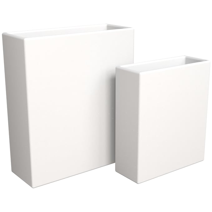 LeisureMod Thistle White Poly Stone Planter Set LSM-TP28-36W