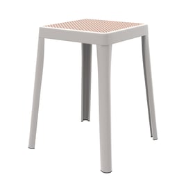 LeisureMod Tresse White Stackable Poly Stool with Wicker Top