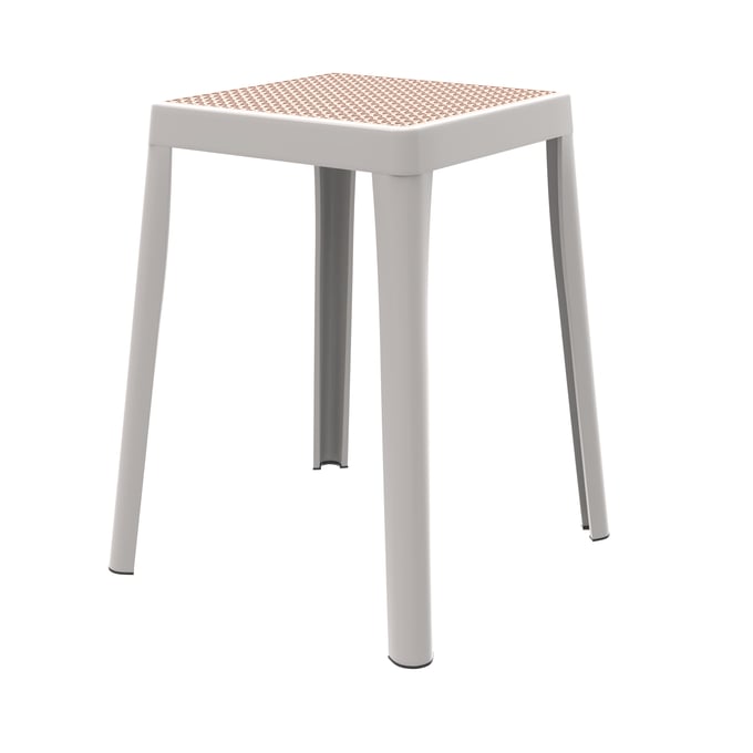 LeisureMod Tresse White Stackable Poly Stool with Wicker Top LSM-TS12W