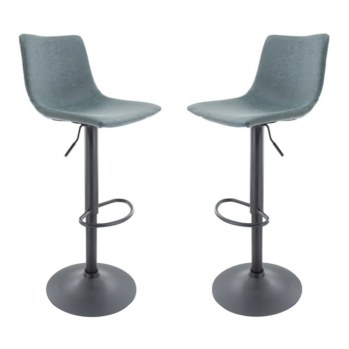 2 LeisureMod Tilbury Peacock Blue Adjustable Bar Stools LSM-TS29BU2