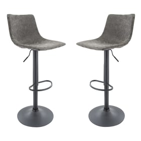 2 LeisureMod Tilbury Grey Adjustable Bar Stools