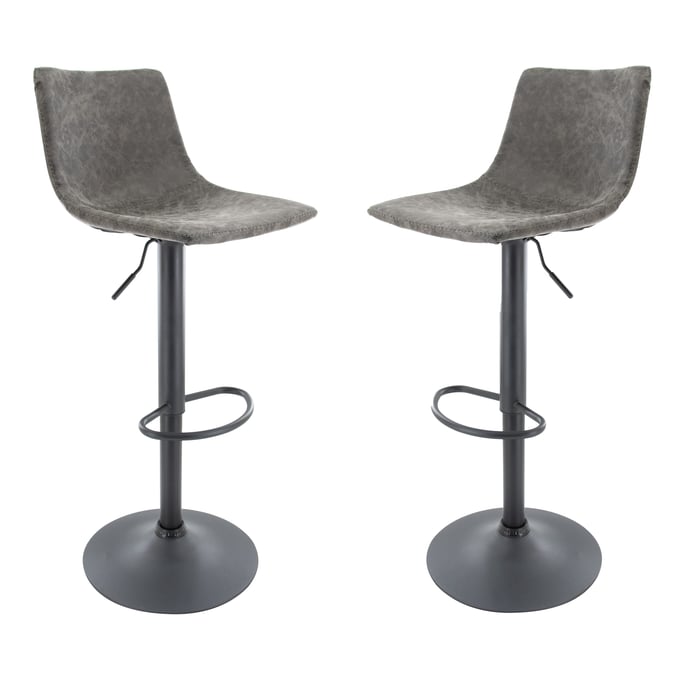 2 LeisureMod Tilbury Grey Adjustable Bar Stools LSM-TS29GR2