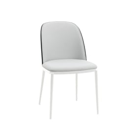 LeisureMod Tule White Black Platinum Blue Dining Side Chair with Velvet Sea...